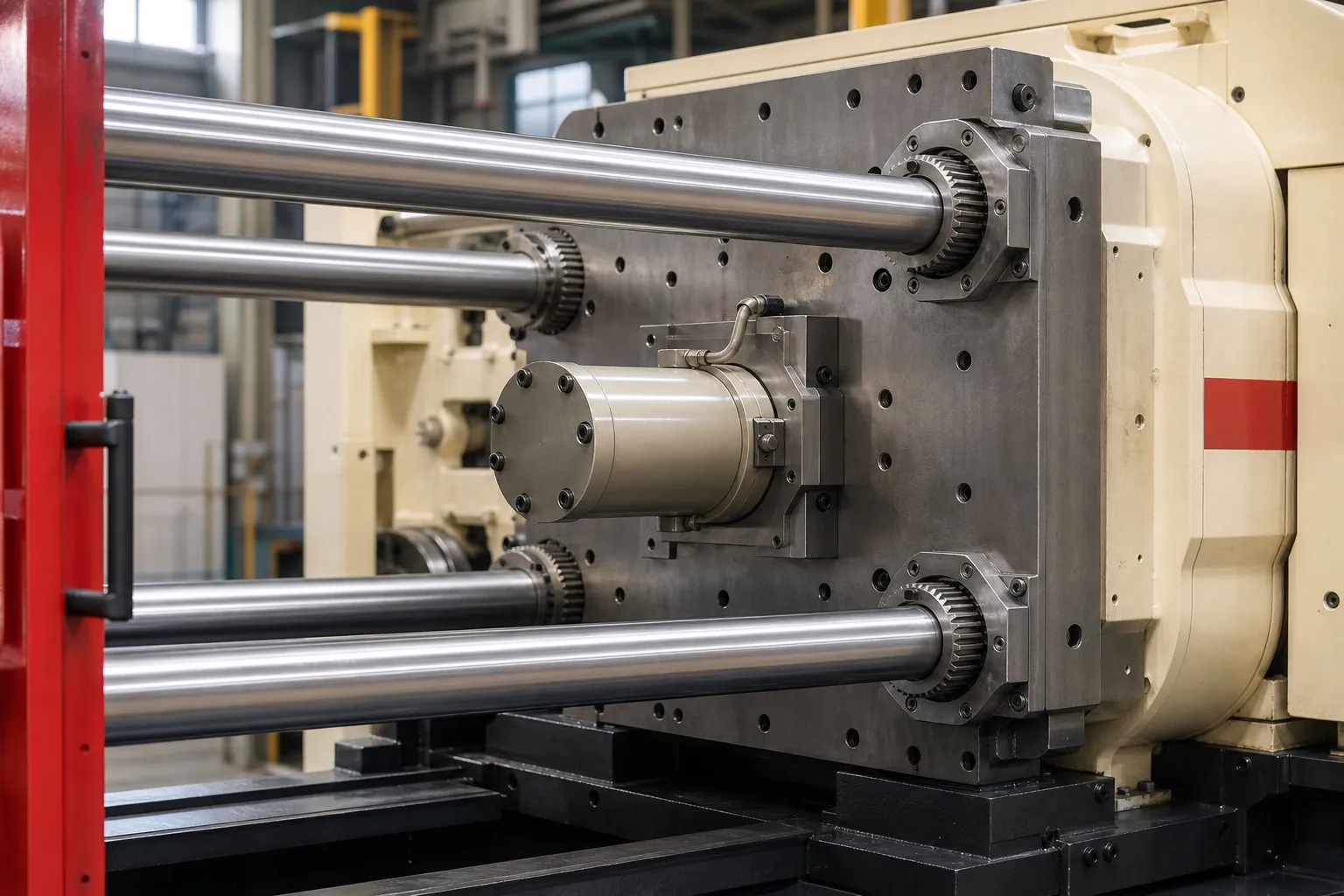 Two-platen clamping unit with its heavy tie bars