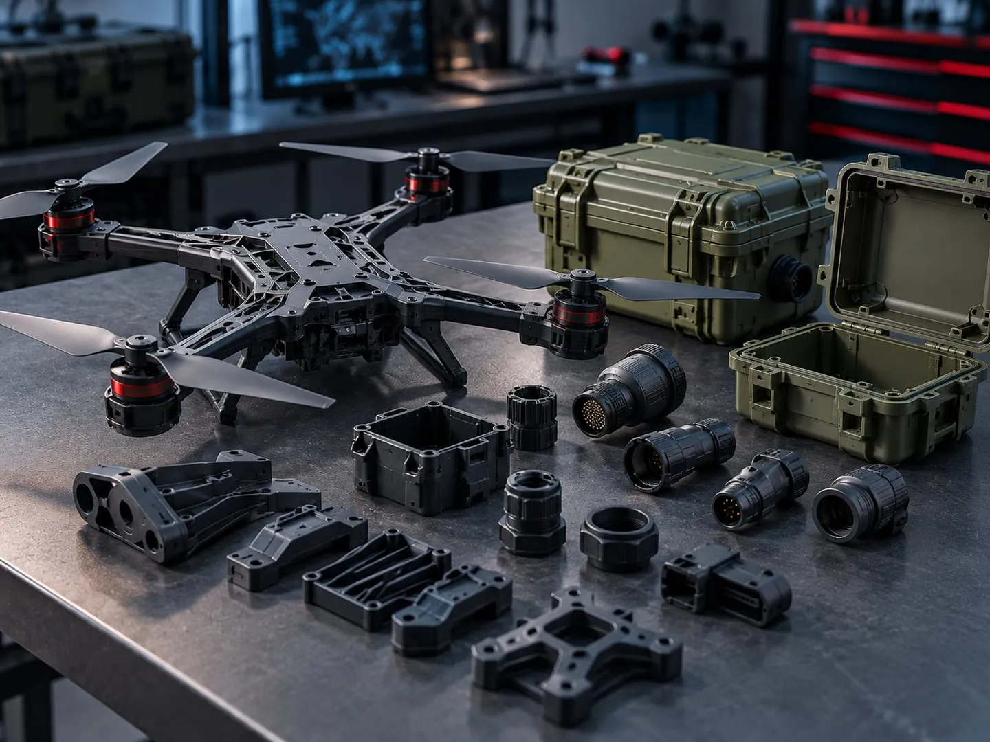 Injection-moulded defence sector components