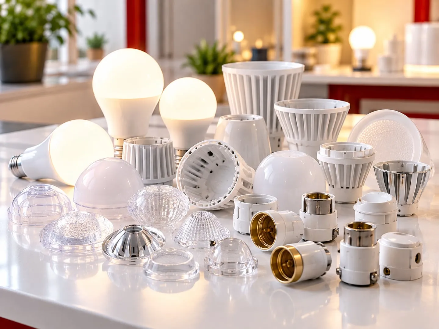 Injection-moulded electrical, electronics & lighting components
