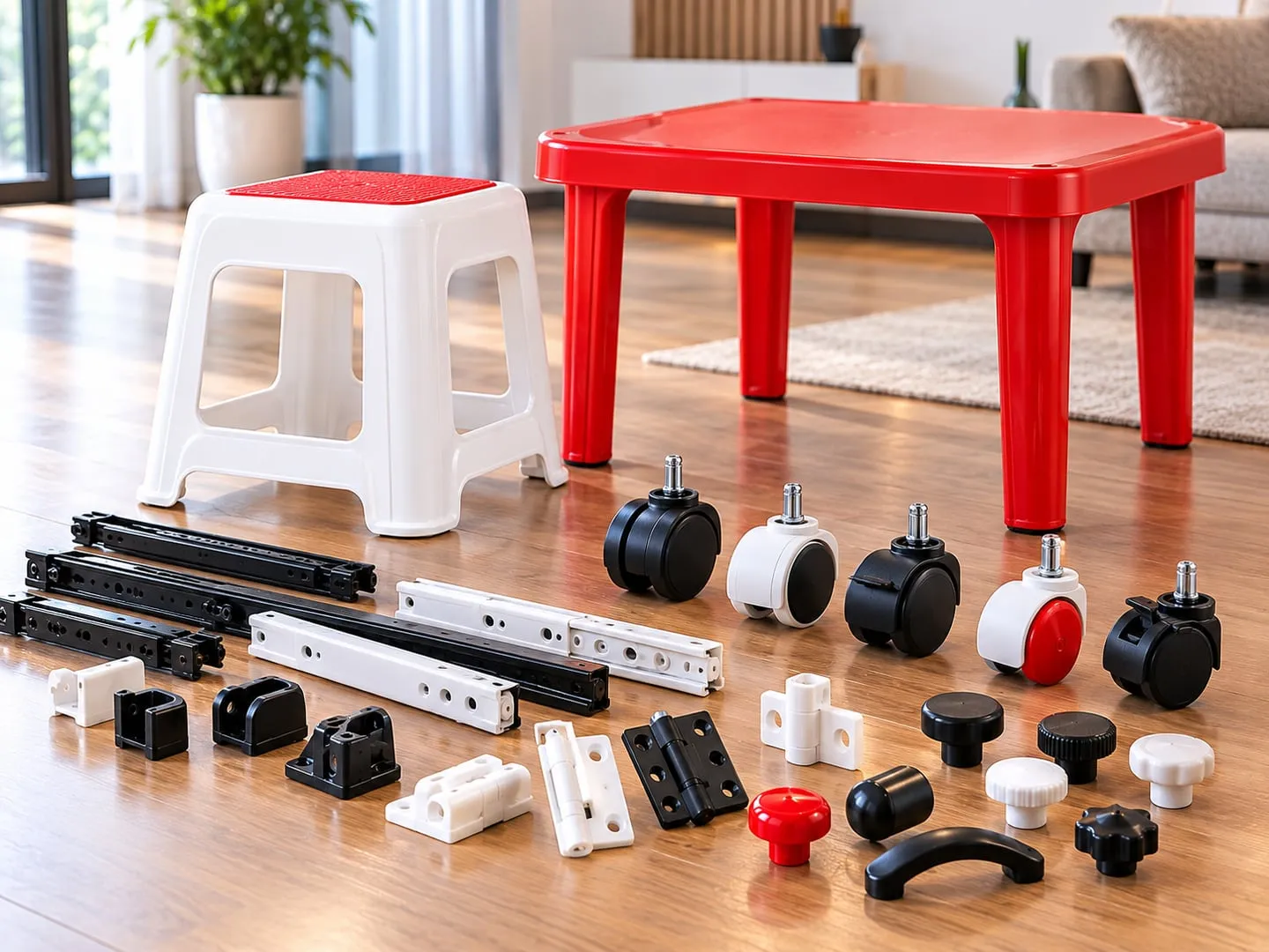 Injection-moulded furniture & hardware components